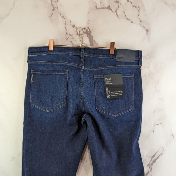 Paige Jeans Mens 34 Federal Slim Straight Stretch Denim Dark Wash Graham - Picture 7 of 16